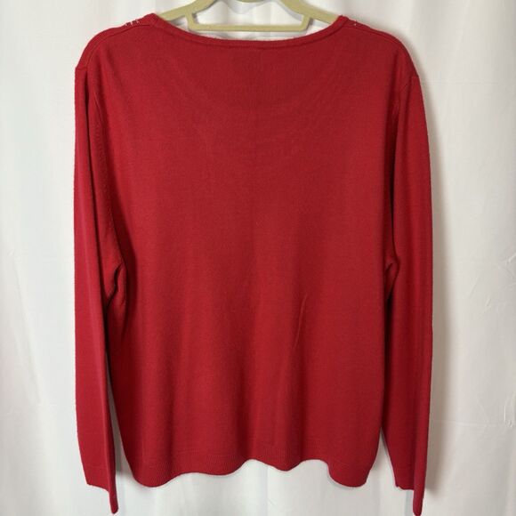 Vintage Allison Daley Red Crewneck Sweater 2X winter holiday dressy office party - Picture 9 of 9